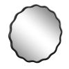 Solid Wood Wavy Mirror-Black Vanity Mirror Wall Decor 36" x 36" Modern Mirror Wall Decor for Bathroom, Bedroom, Living Room, Dining Room, Cloakroom