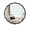 Solid Wood Wavy Mirror-Black Vanity Mirror Wall Decor 36" x 36" Modern Mirror Wall Decor for Bathroom, Bedroom, Living Room, Dining Room, Cloakroom