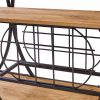 Painted Bar Cart, With Wine Rack And Glass Holder, For Kitchen, Serving, Hotel, Brown