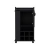 Bar Cart with 6 Built-in Wine Rack and Casters, Black