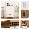 Bar Cabinet,Wine Bar Cabinet,Liquor Storage Credenza,Sideboard with Wine Racks & Stemware Holder,Wine glass holder,Metal handle