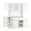 Kitchen Pantry Storage Cabinet, Modern Buffet Cabinet with Hutch, Food Pantry Cabinet with Doors and Shelves Wine Rack for Dining Room, White