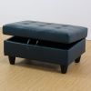 Peacock Blue Semi PU Synthetic Leather Storage Ottoman