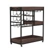 3 Tier Industrial Rolling Serving Cart with Lockable Wheels, Wine Rack Cart with Glass Holder for Indoor and Outdoor