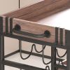 3 Tier Industrial Rolling Serving Cart with Lockable Wheels, Wine Rack Cart with Glass Holder for Indoor and Outdoor