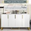 Modern sideboard with Four Doors,Metal handles & Legs and Adjustable Shelves Kitchen Cabinet