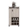 Bar Cart with 6 Built-in Wine Rack and Casters, Light Gray
