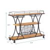 Painted Bar Cart, With Wine Rack And Glass Holder, For Kitchen, Serving, Hotel, Brown