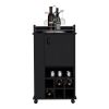 Bar Cart with 6 Built-in Wine Rack and Casters, Black