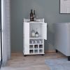 Bar Cart with 6 Built-in Wine Rack and Casters, White