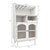 Living room White wine cabinet with removable wine rack and wine glass rack, a glass door cabinet