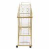 Electroplated Glass Bar Cart, With Wine Rack And Glass Holder, For Kitchen, Serving, Hotel Gold