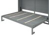 Queen Size Murphy Bed Wall Bed with Top Cabinets & Wine Rack ,Gray