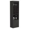 Kava Bar Cabinet, 16 Built-in Wine Rack, Two Door Cabinet, Two Shelves, Black