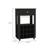 Memphis Bar Cart; Twelve Built-in Wine Rack; Four Legs; One Open Shelf -Black