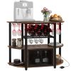HOMCOM Wine Bar Cabinet with Charging Station and LED Lights, Industrial Liquor Cabinet Bar Stand for Home with 10-bottle Wine Rack, Glass Holders