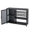 Bar Cabinet,Wine Bar Cabinet,Liquor Storage Credenza,Sideboard with Wine Racks & Stemware Holder,With UAB socket,Metal bracket,placed in family bars