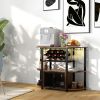 HOMCOM Wine Bar Cabinet with Charging Station and LED Lights, Industrial Liquor Cabinet Bar Stand for Home with 10-bottle Wine Rack, Glass Holders