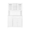 Kitchen Pantry Storage Cabinet, Modern Buffet Cabinet with Hutch, Food Pantry Cabinet with Doors and Shelves Wine Rack for Dining Room, White