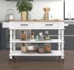 56 inch Rolling Kitchen Island with Storage,Kitchen Cart with Solid OAK Wood Top,Two-sided Kitchen island Cart on Wheels ,Wine and Spice Rack