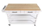 56 inch Rolling Kitchen Island with Storage,Kitchen Cart with Solid OAK Wood Top,Two-sided Kitchen island Cart on Wheels ,Wine and Spice Rack