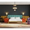 Jaxx Panelist Modern Padded Headboard – Set of 4 Wall Mounted Panels (Each 11.25" x 38") - King, Surf Turquoise Microvelvet