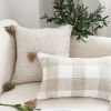 SOGA 50cm Beige Pillow Textured Throw Cover, Luxurious Rib Knit Ribbed Cotton Throw Pillow