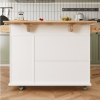 Kitchen Island Trolley With Solid Wood Top, Wine Storage, Spice Rack, Towel Rack, Wine Glass Holder