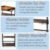32.6'' Tall Industrial Style Rolling Kitchen Island Wine Cart with Black Finished, Fir Wood Mobile Metal Wine Bar Cart with Glass Rack, Oak Brown