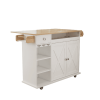 Kitchen Island Trolley With Solid Wood Top, Wine Storage, Spice Rack, Towel Rack, Wine Glass Holder