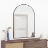 36"*24"Aluminum alloy fine-edged right-angle arched black wall mirror Decorative Bathroom Mirror with Elegant Scalloped Design (Double sided)
