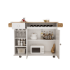 Kitchen Island Trolley With Solid Wood Top, Wine Storage, Spice Rack, Towel Rack, Wine Glass Holder