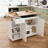 Kitchen Island Trolley With Solid Wood Top, Wine Storage, Spice Rack, Towel Rack, Wine Glass Holder