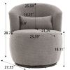 Grey Plush Swivel Accent Chair - Contemporary Round Armchair with 360Â° Rotation and Metal Base for Living Room Elegance