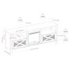 Industrial Farmhouse Metal Mesh Drop-Down X-Door 70" Fireplace TV Stand for 80" TVs - Stone Grey