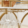 2-Tier Bar Cart,Gold Wine Cart With Wine Rack & Glass Holder,Mobile Bar Serving Cart,for Party,Home,Rolling Drink Trolley For Living Room