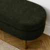 Ottoman Oval Storage Bench,Rubber Wood Legs, Green(43.5"x16"x16")