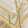 Electroplated Glass Bar Cart, With Wine Rack And Glass Holder, For Kitchen, Serving, Hotel Gold