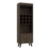 Oslo Bar Cabinet, Twelve Built-in Wine Rack, Double Door Cabinet, Two Shelves -Dark Walnut