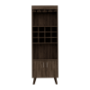 Oslo Bar Cabinet, Twelve Built-in Wine Rack, Double Door Cabinet, Two Shelves -Dark Walnut