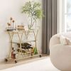 Electroplated Glass Bar Cart, With Wine Rack And Glass Holder, For Kitchen, Serving, Hotel Gold