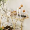 Electroplated Glass Bar Cart, With Wine Rack And Glass Holder, For Kitchen, Serving, Hotel Gold