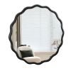 Solid Wood Wavy Mirror-Black Vanity Mirror Wall Decor 36" x 36" Modern Mirror Wall Decor for Bathroom, Bedroom, Living Room, Dining Room, Cloakroom