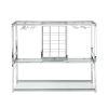 Bar Serving Cart with Glass Holder and Wine Rack, 3-Tier Kitchen Trolley with Tempered Glass Shelves and Chrome-Finished Metal Frame