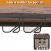 3 Tier Industrial Rolling Serving Cart with Lockable Wheels, Wine Rack Cart with Glass Holder for Indoor and Outdoor