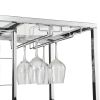 Bar Serving Cart with Glass Holder and Wine Rack, 3-Tier Kitchen Trolley with Tempered Glass Shelves and Chrome-Finished Metal Frame