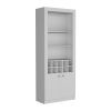 Cabinet 4-Tier, Glass Holder Stemware Rack, Wine Cabinet, Liquor Cabinet, 10 Bottle Cubbies, 4 Shelves, White