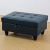 Peacock Blue Semi PU Synthetic Leather Storage Ottoman