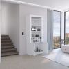 Cabinet 4-Tier, Glass Holder Stemware Rack, Wine Cabinet, Liquor Cabinet, 10 Bottle Cubbies, 4 Shelves, White