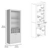 Cabinet 4-Tier, Glass Holder Stemware Rack, Wine Cabinet, Liquor Cabinet, 10 Bottle Cubbies, 4 Shelves, White